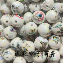 亚克力镀彩印刷宇航员竖孔  DIY抖音直播手机绳钥匙扣串笔配件
