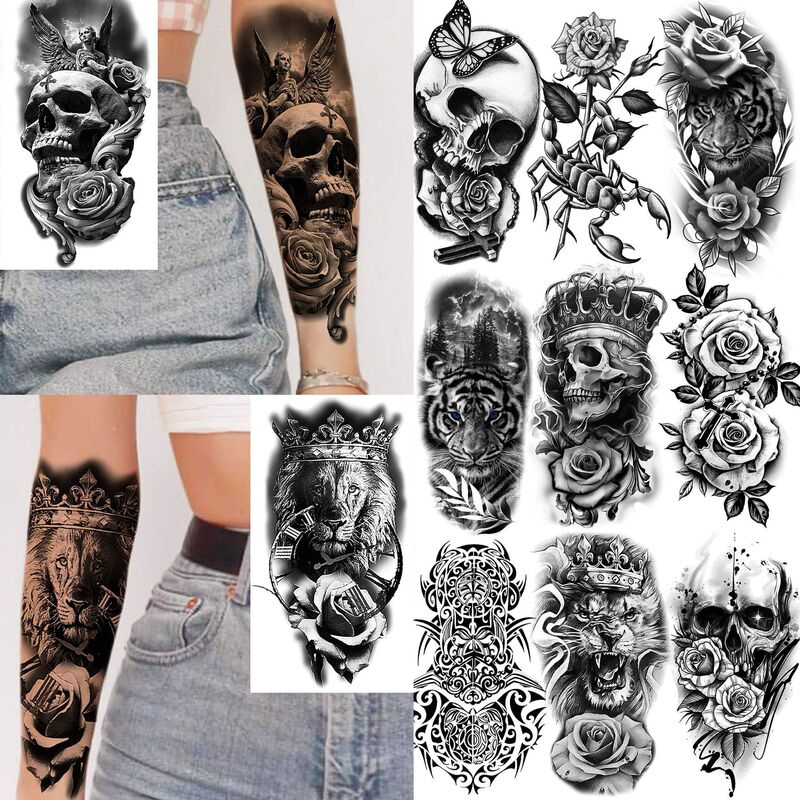 New Style Rose Animal Skull Temporary Tattoo Stickers Realistic Arm and Leg Tattoo Stickers Amazon Tattoo New Style Rose Animal Skull Temporary Tattoo Stickers Realistic Arm and Leg Tattoo Stickers Amazon Tattoo