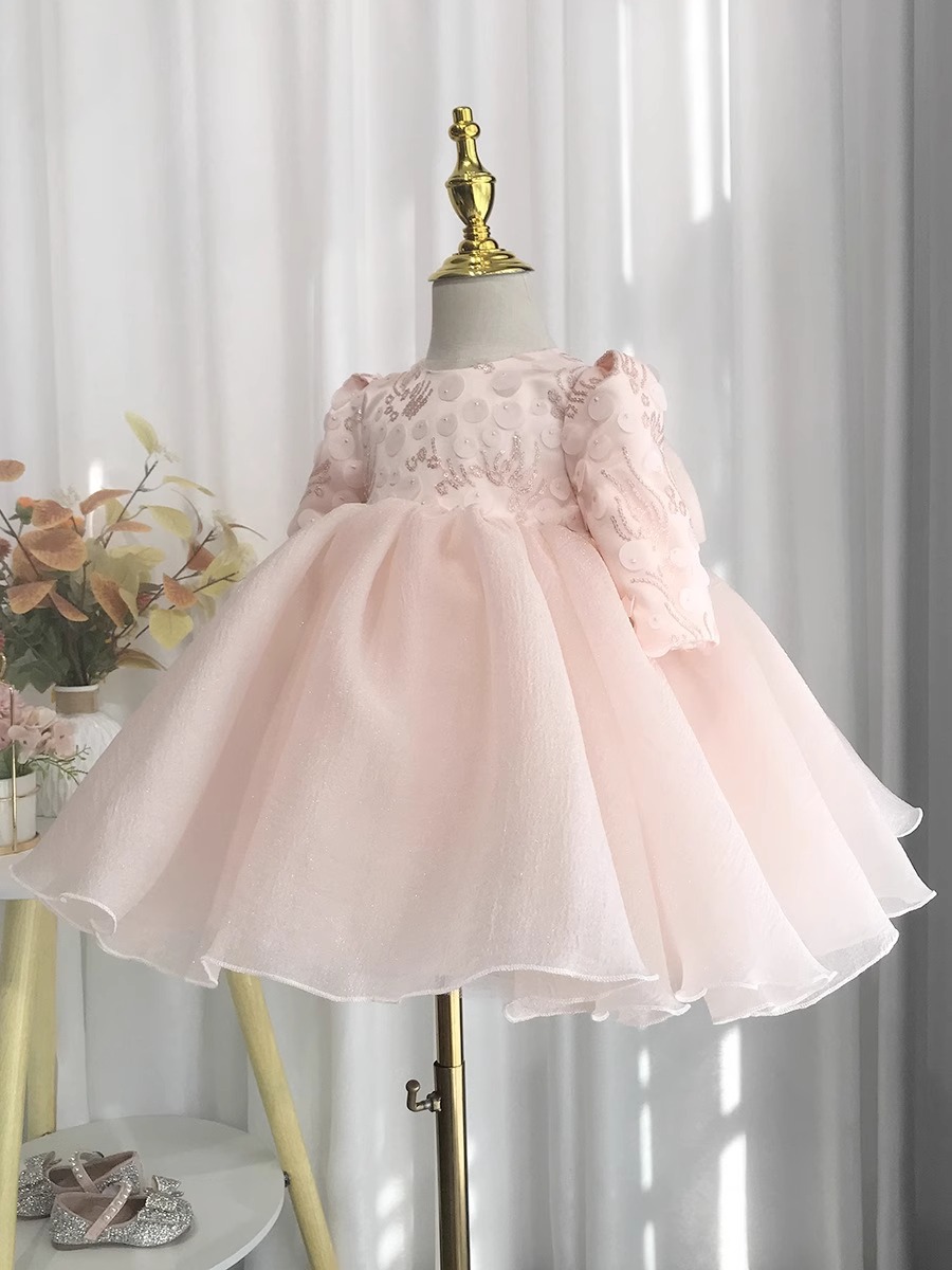 High-end Korean-style Baby Birthday Girls, Stylish Flower Girl Princess Dress With Puffy Tulle And Lo Sleeves For_voghion.com