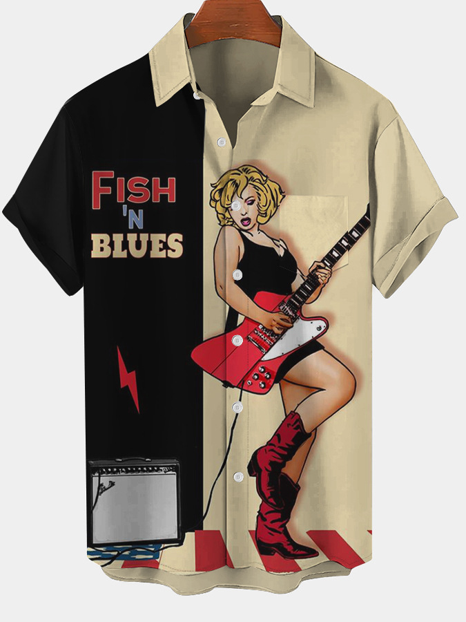 2025 nuevo estilo comercio exterior transfronterizo elemento creativo camisa 3D impresión digital tendencia suelta camisa de manga corta top de hombre