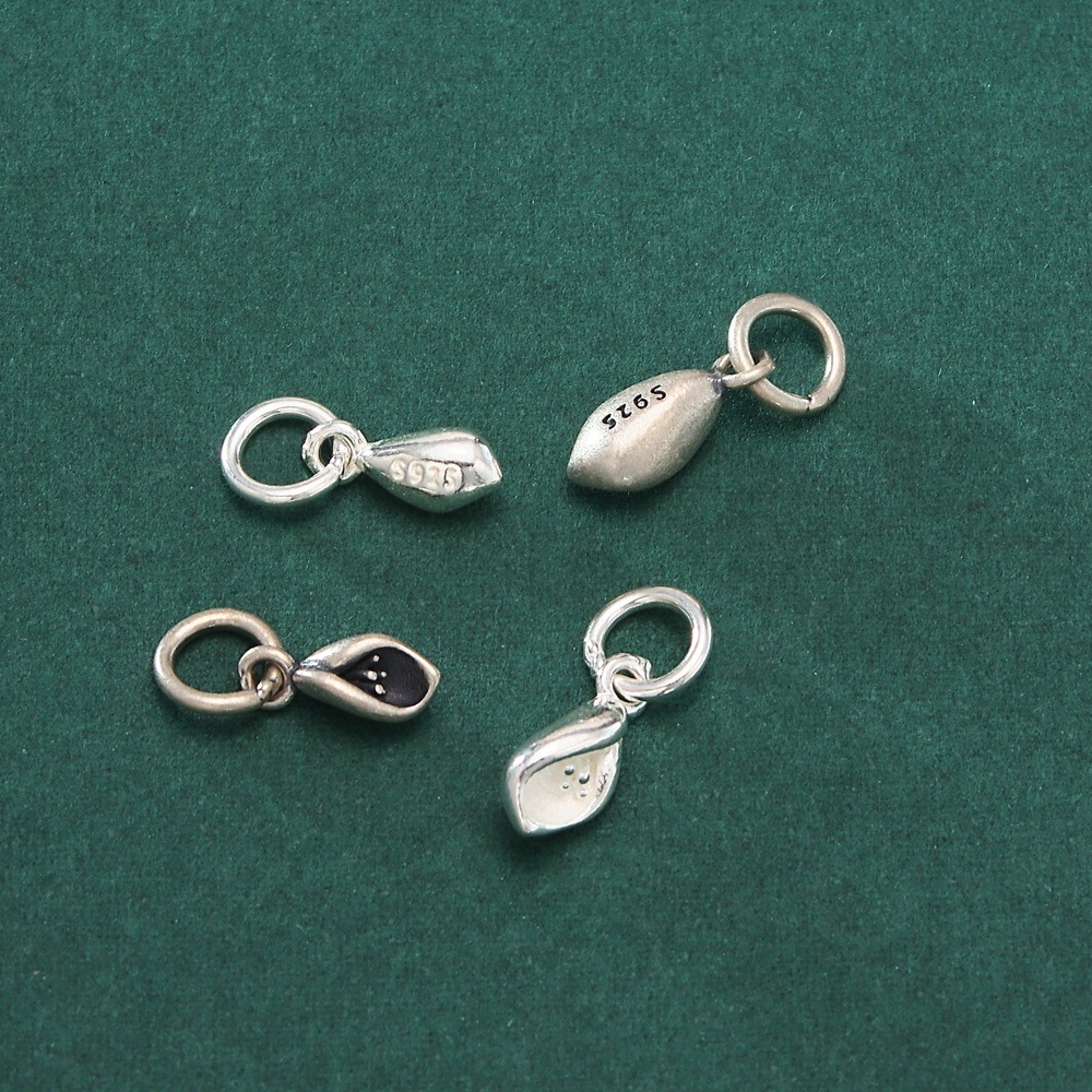 S925纯银玉兰花小吊坠复古国风配件DIY手工串珠小挂件纯银配饰