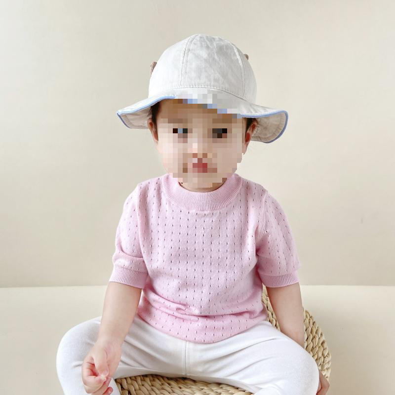 Fuchsia, knitted, with short sleeve