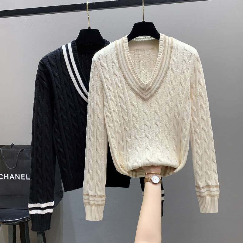 Laf Women's Spring 25 Loose Cable Knit Cotton Cricket Sweater Laf Women's Spring 25 Loose Cable Knit Cotton Cricket Sweater