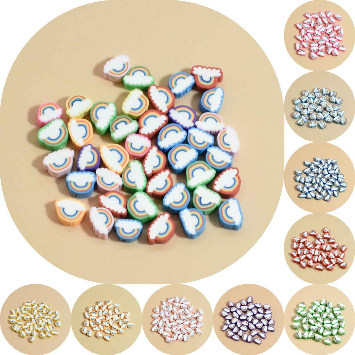 100 PCS/Package Soft Clay Clouds Rainbow Beads display picture 1