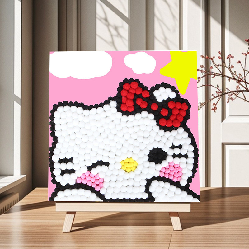 MQH012【高弹力毛球】 / 20*20cm 毛球画一套(自粘画板）
