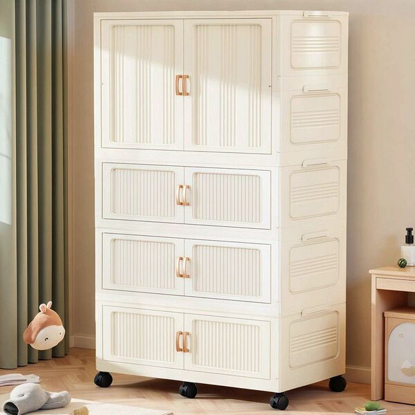95CM wide thickened children's wardrobe baby storage cabinet plastic…