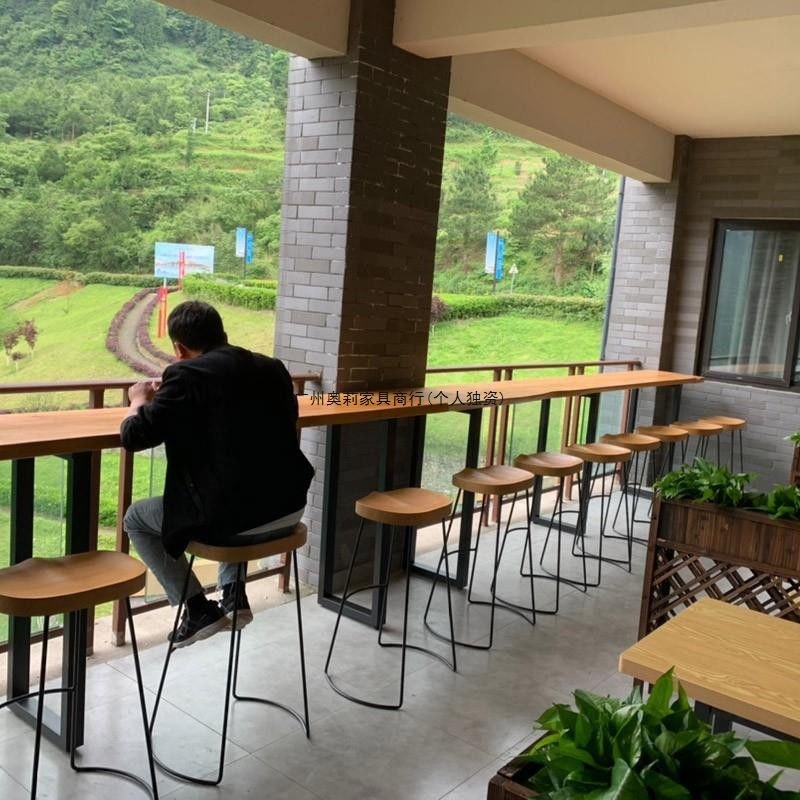 设计师实木吧台高脚桌餐桌咖啡吧台家用桌子奶茶小吃店简约长条桌|undefined