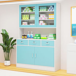 Western Medicine Cabinet Clinic Medical Wooden Pharmacy Display Cabinet Treatment Room Disposal Table Hospital Medicine Dispensing Cabinet Shelf
