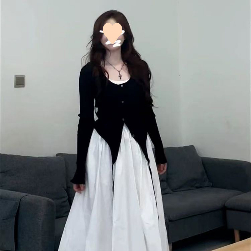 2025早春新款小个子白色吊带连衣裙子女夏季韩系高级穿搭套装长裙|undefined