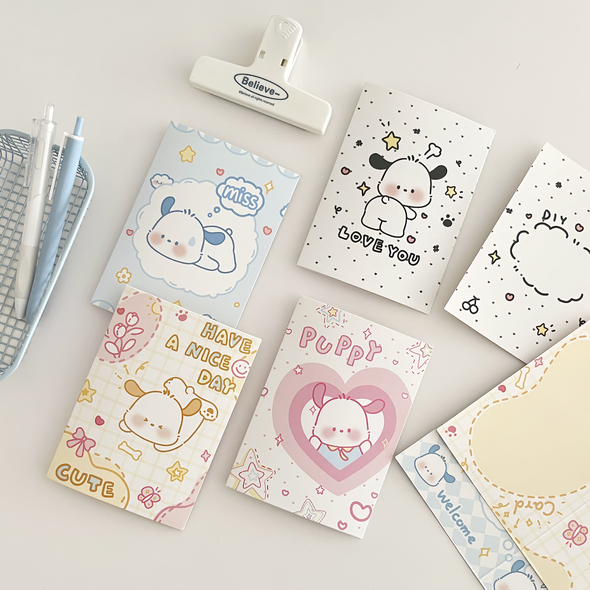 Original cute puppy folding card, card header, greeting card, gift wrapping, message card, packaging material