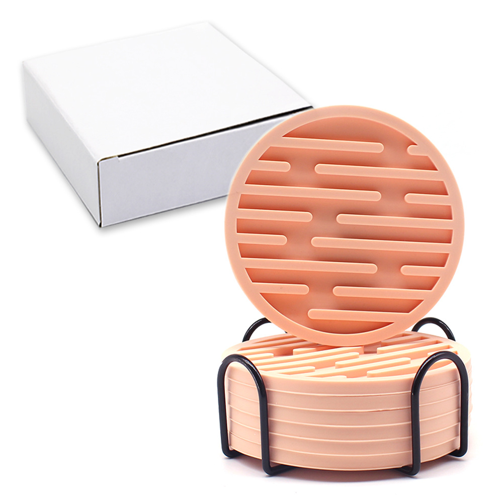 Amazon puede imprimir logo almohadilla de aislamiento térmico juego de silicona posavasos 10cm posavasos de té anti-escaldado alfombra redonda antideslizante para el hogar