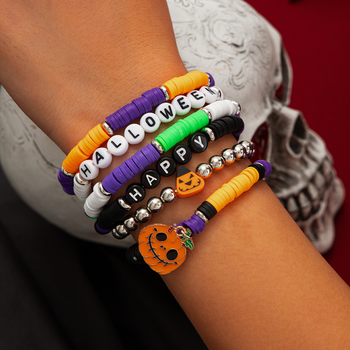 21g Weight Alloy Pendant Material Bracelets Classification CCB, Arylic, soft clay Chain Material 1 Set Quantity Festival Occasion CCB, Arylic, Alloy Material Halloween Festival Pumpkin, Bat, Ghost Pattern Women's Gender Beaded, Enamel Design Funny Style Funny Pumpkin Bat Ghost CCB Arylic Alloy Beaded Bracelets Wholesale 62