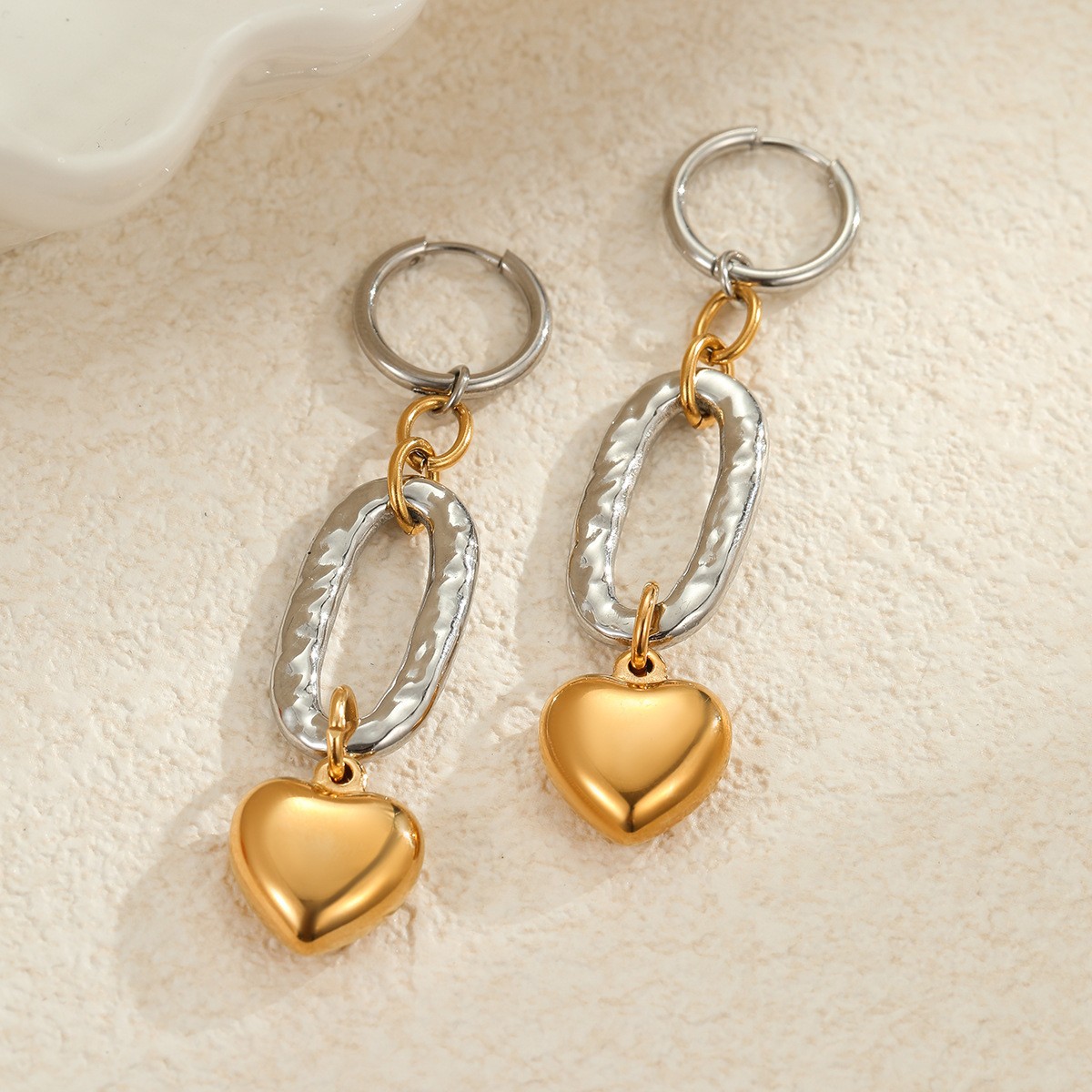 12g Weight 0.03µm-0.05µm Gold Plating Thickness PVD Coated Gold Plating Process 304 Stainless Steel Ear Needle Material Real Gold Plated Plating Material Drop Earrings, Ear Studs Classification 1 Pair Quantity Holiday, Daily Occasion 304 Stainless Steel Material Heart Shape Pattern All Seasons Season Women's Gender Polished Finish IG Style, Elegant, Modern Style Style Waterproof Non Tarnish, Mixed Metal, Plating Craft PVD Coated Real Gold Plated Heart Shape 304 Stainless Steel IG Style Elegant Modern Style Waterproof Non Tarnish Drop Earrings Ear Studs 9