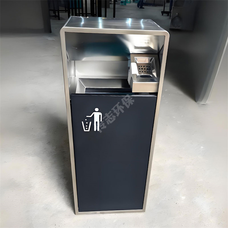 户外简约方形防静电喷塑不锈钢垃圾桶城市广场物业社区单筒果皮箱