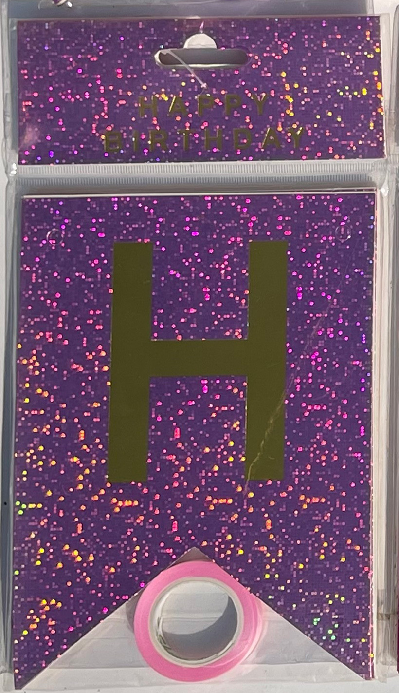 HAPPY BIRTHDAY fiesta de cumpleaños en inglés diseño diagonal de bandera de cola de mermaid letras banderas de color