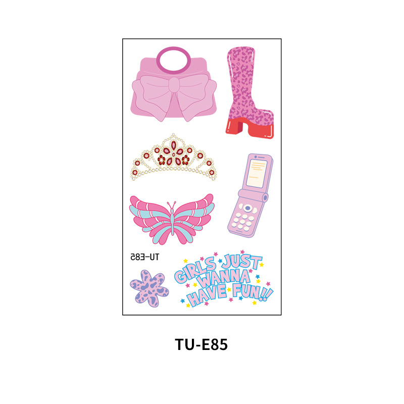 Suministro transfronterizo nueva chica retro tatuaje fiesta de cumpleaños tatuaje pegatinas niños Rosa lindo cara pegatinas temporal