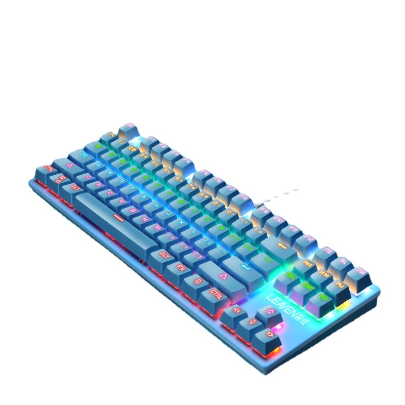 裂纹K550朋克机械键盘 USB有线青轴87键游戏电竞办公电脑机械键盘