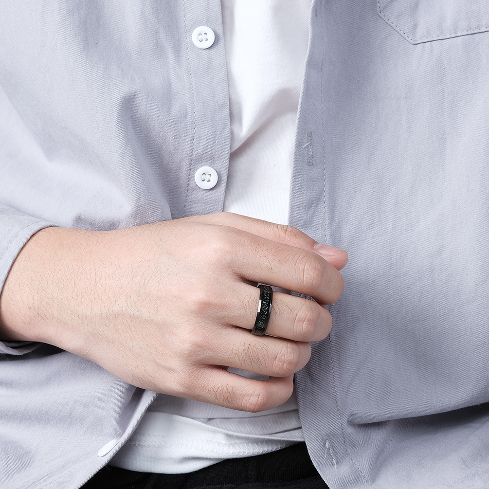 Polishing Design Casual Simple Style Round Tungsten Steel Polishing Men's Rings