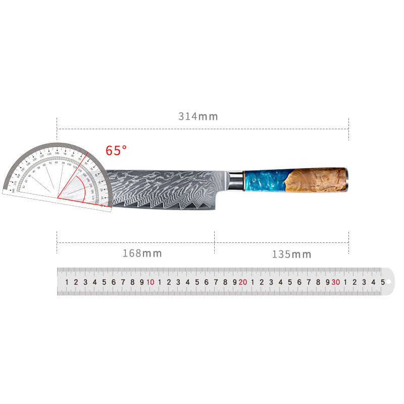 Damasco cuchillo conjunto resina estable madera afilado Cuchillo de cocina cuchillo de corte de carne sushi sashimi cuchillo de cocina Chef