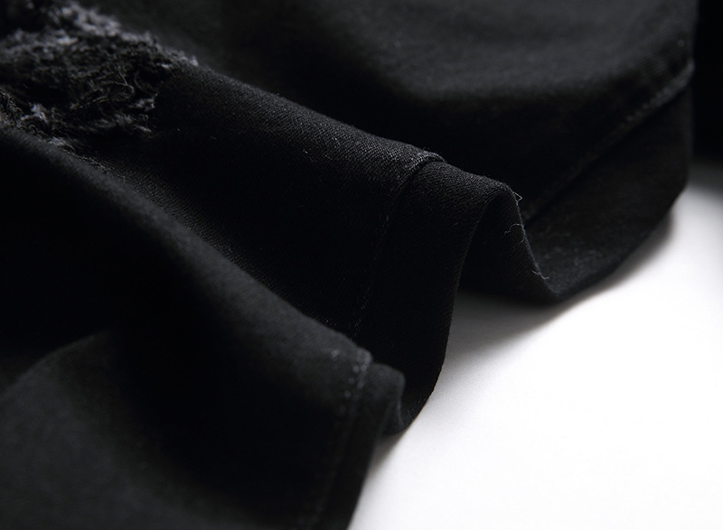 Calça jeans masculina nova, desgastada, moderna e casual, com perna reta elástica_voghion.com