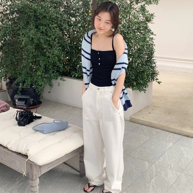 Non-Returnable and Non-Exchangeable Clearance Price 2024 Summer New Korean Dongdaemun Ho*Us High-Waisted Straight Jeans Pants