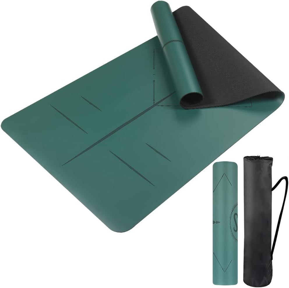 Tapete de Yoga de Caucho Natural PU y caucho natural Antideslizante de doble cara, Amortiguador para fitness y danza