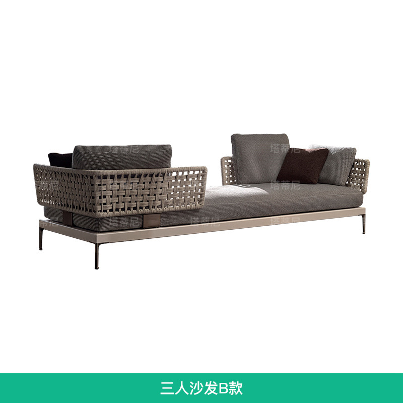 Conjunto de sofás de ratán para terraza, patio, jardín, solárium, silla de ratán para balcón, sofá de aleación de aluminio. image 21