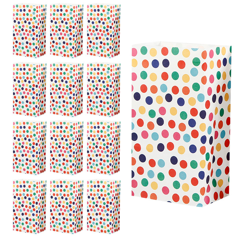 En stock Wavelet colorido al por mayor bolsa de caramelo decoración del partido bolsa de regalo de mano DIY embalaje para hornear bolsa de papel Kraft