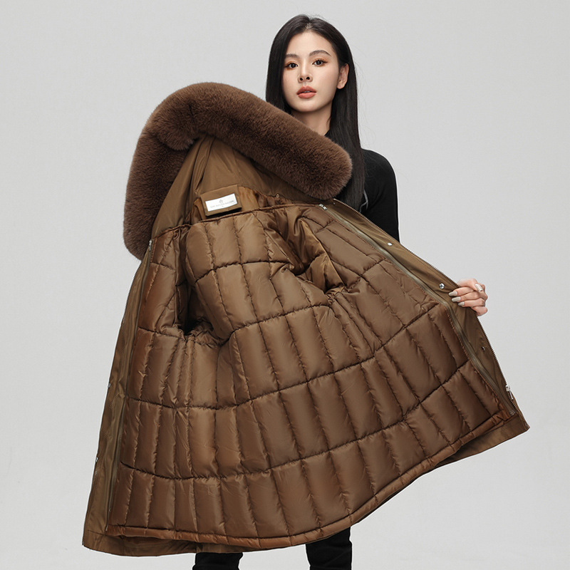 Paquete desmontable para mujeres de invierno de algodón grueso mediano y largo 2025 nuevo tipo de chaqueta de algodón de cintura