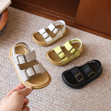 儿童凉鞋夏季新款女童牛皮复古博肯沙滩鞋男宝百搭软底防滑休闲鞋