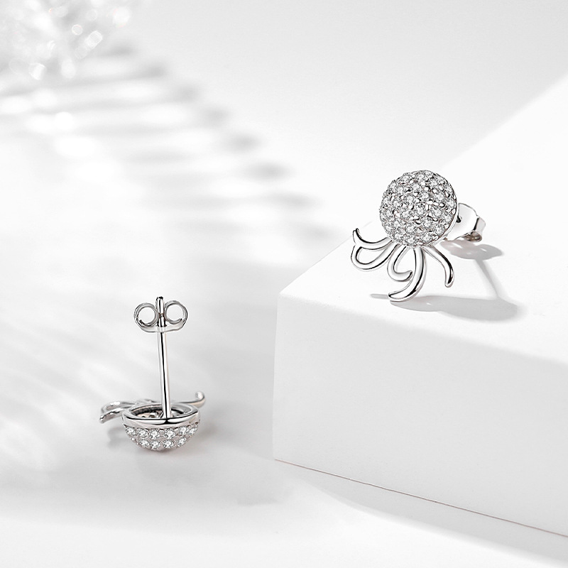 Plata esterlina s925 moda pulpo pendientes estilo coreano luz lujo ins estilo diseño creativo pulpo pendientes con diamante