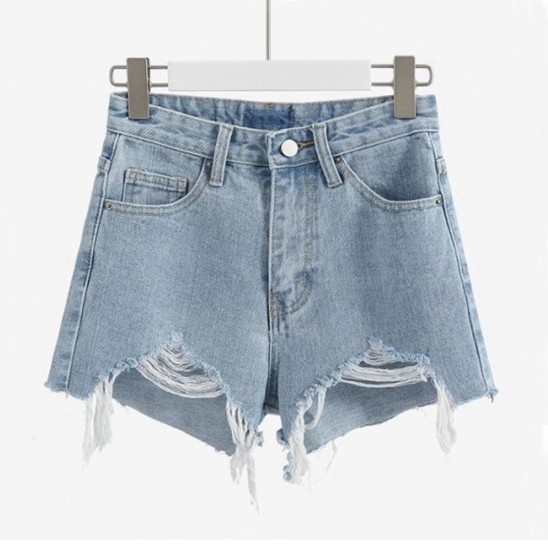 Women's High-Waisted Denim Shorts Spring/Summer Ripped Versatile Slimming Frayed Edges Korean Style Wide Leg Pants Hot Shorts_ecoleips.com
