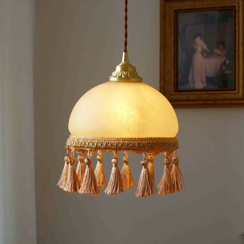 Western antique French tassel medieval brass window bar table porch bedroom bedside restaurant small chandelier