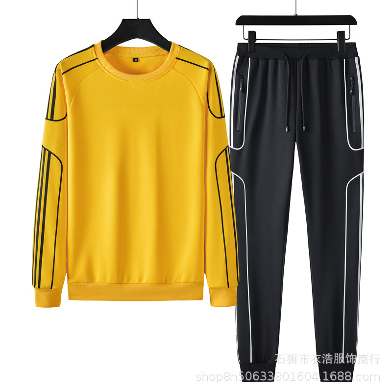 Conjunto deportivo transfronterizo de talla grande para hombre, sudadera estilo coreano para primavera y otoño, conjunto informal de dos piezas holgado y moderno para hombre, comercio exterior.