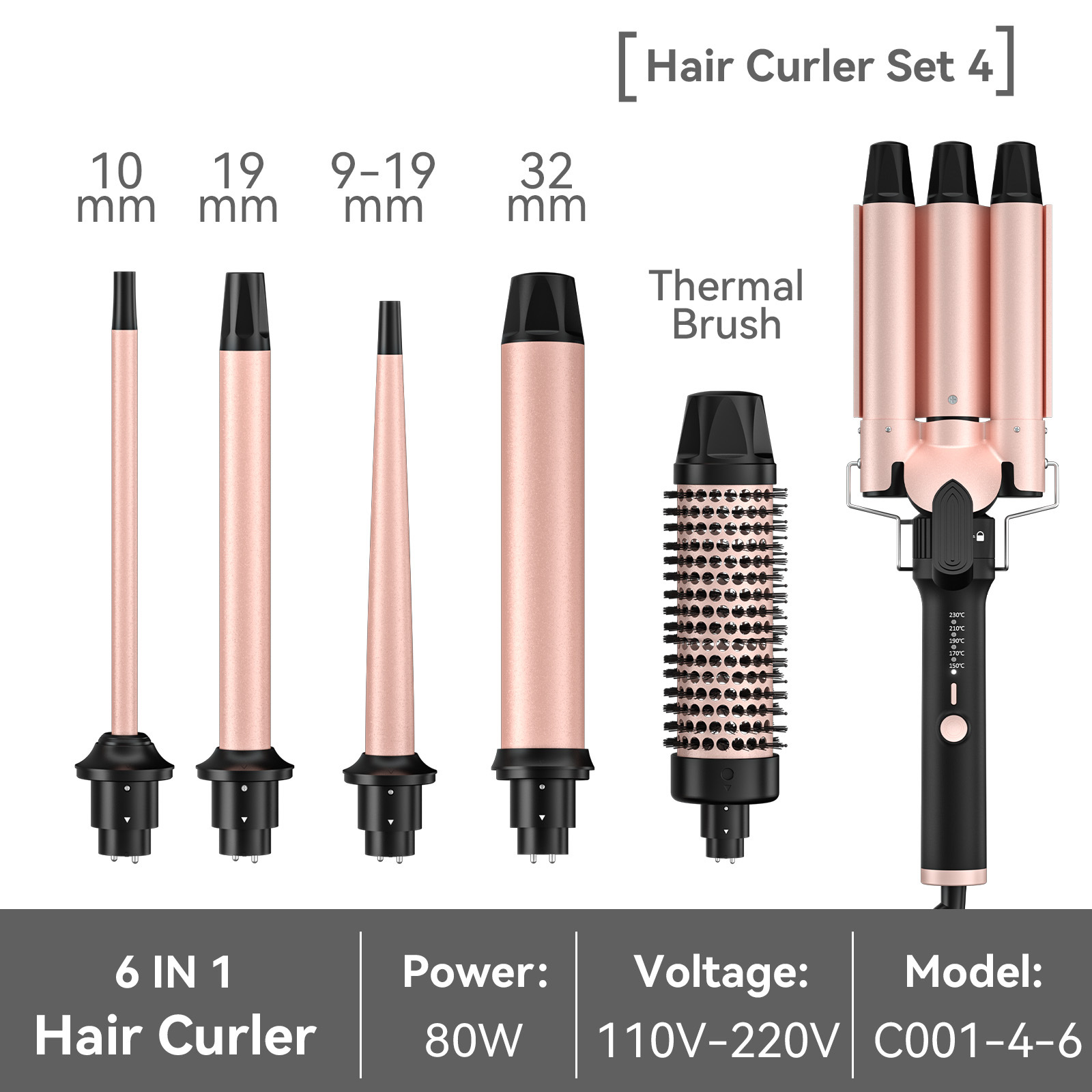 El rizador de pelo intercambiable todo en uno más vendido de Amazon, rizador de pelo para ondas grandes, rizador de pelo multifuncional de cerámica al por mayor