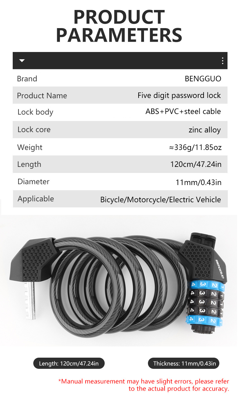 Five-digit Combination Bicycle Lock For Mountain And Road Bikes_voghion.com