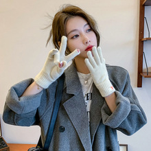 韩版休闲舒适透气保暖手套卡通恐龙印花可爱甜美针织毛线防寒手套