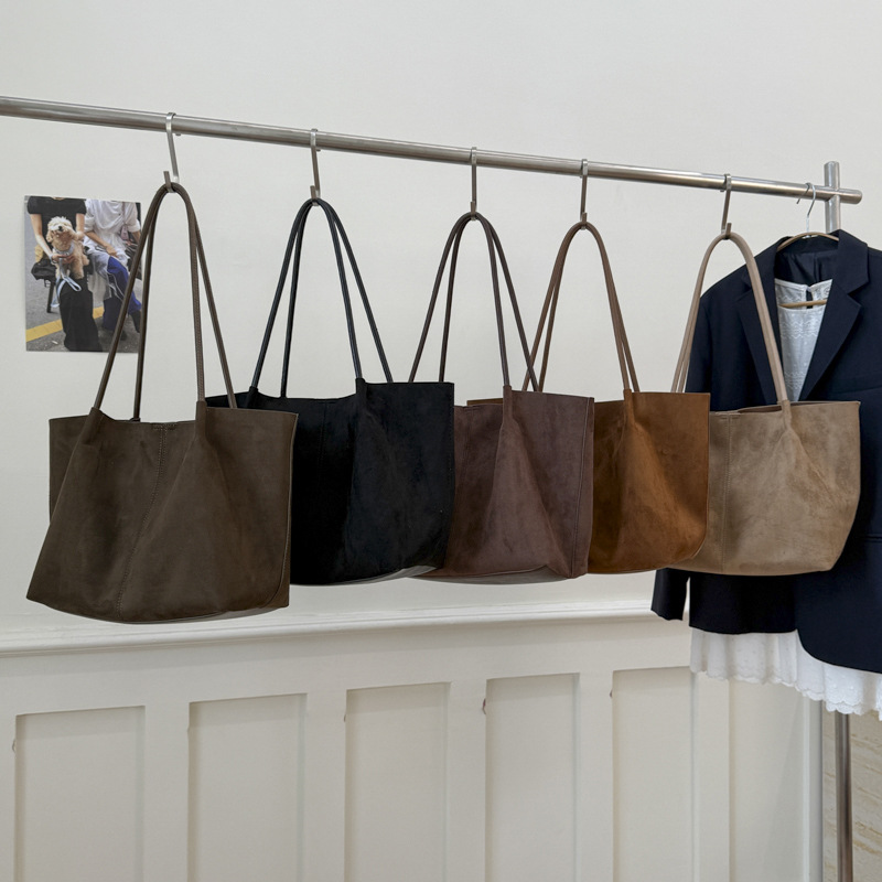 Suede Large Capacity Commuter Tote Bag 2026 Korean Style Minimalist Ins Shoulder Bag For Women - Thumbnail 2