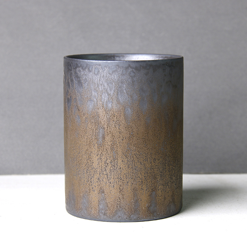 Japanese Retro Ceramic Coffee Mug With Wooden Handle_voghion.com