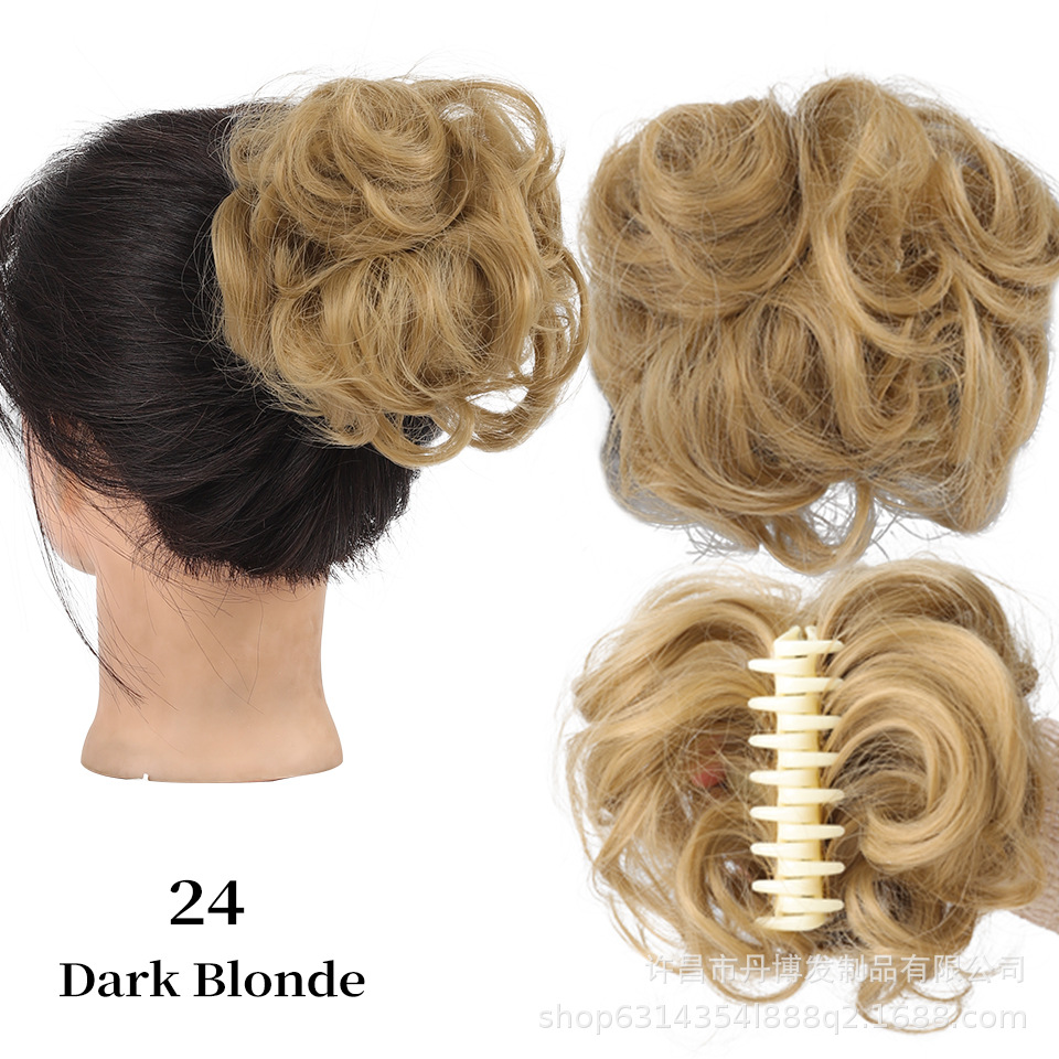 Fábrica al por mayor de fibra química Peluca de las mujeres corto desordenado mullido barba larga clip de pelo bollo pelo bolsa cola de caballo