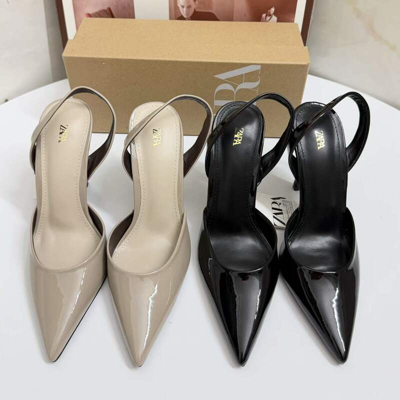 ZA2026 Autumn New Fashionable Open-Toe Pointed Toe Shallow Heel Stiletto Shoes Slimming Versatile Patent Leather Women's Sandals ZA2026 Autumn New Fashionable Open-Toe Pointed Toe Shallow Heel Stiletto Shoes Slimming Versatile Patent Leather Women's Sandals