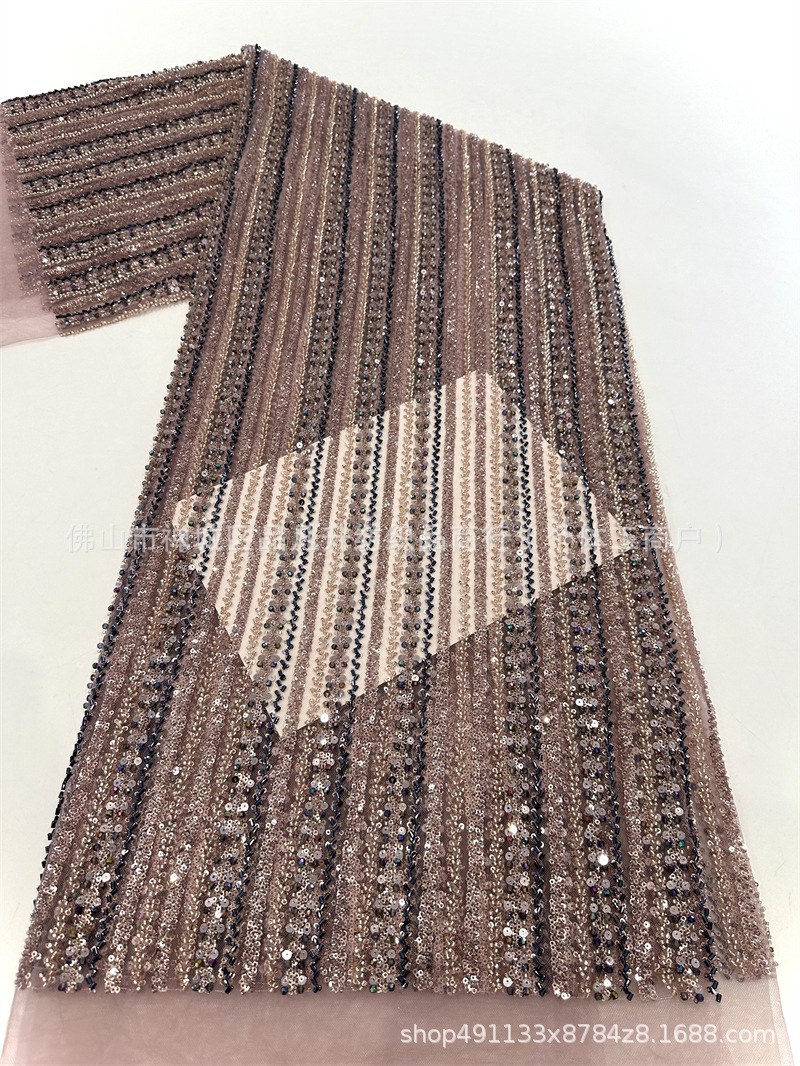 industria pesada alta serie multicolor tubo de perlas verticales tela bordada vestido de boda caja de vestido vestido vestido vestido tela de sequilla image 11