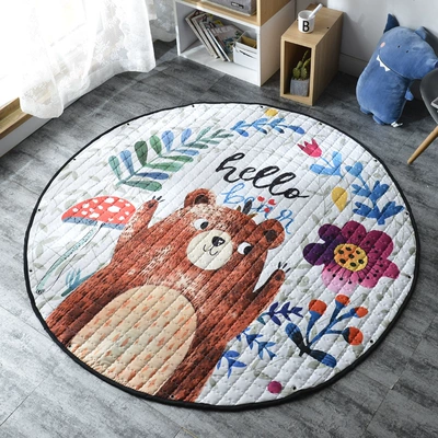 pattern round storage mat, ins-style | Avtomobil döşəmə paspasları - brown-bear-15cm-diameter