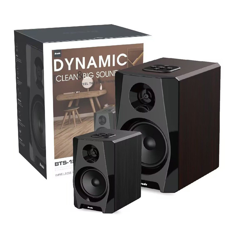 Bts-1288 Portable Wireless 4inch Bluetooth Speaker Wooden Box Indoor Desktop Rgb Colored Lights Wooden Card Audio