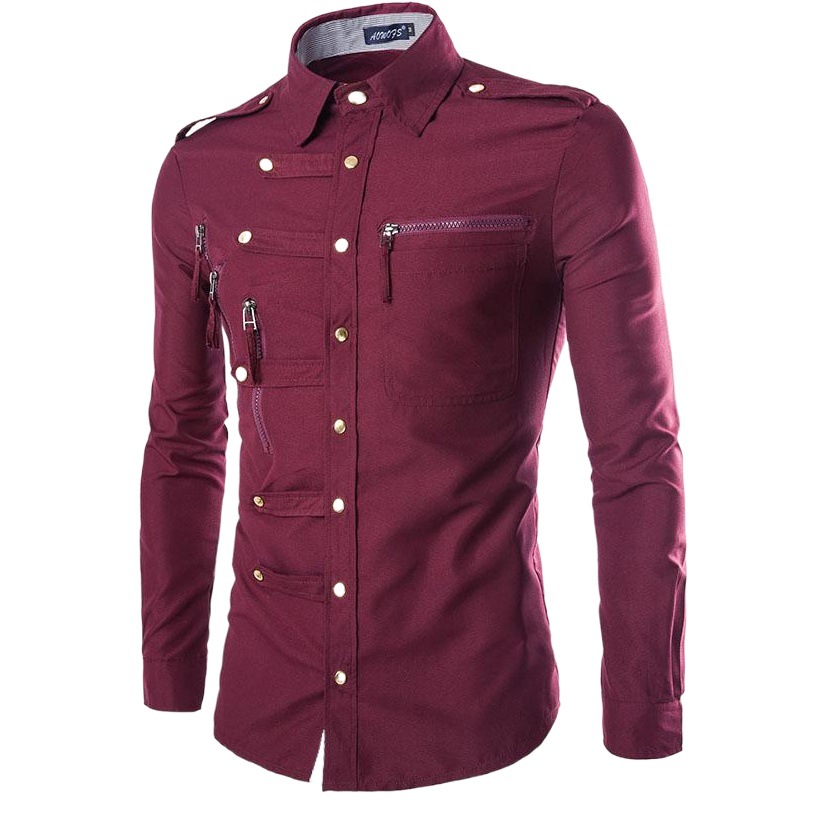 Plus tamaño nuevo recomendar europeo y americano domineering SLIM-Fit camisa de manga larga camisa de los hombres complejo multi-botón camisa