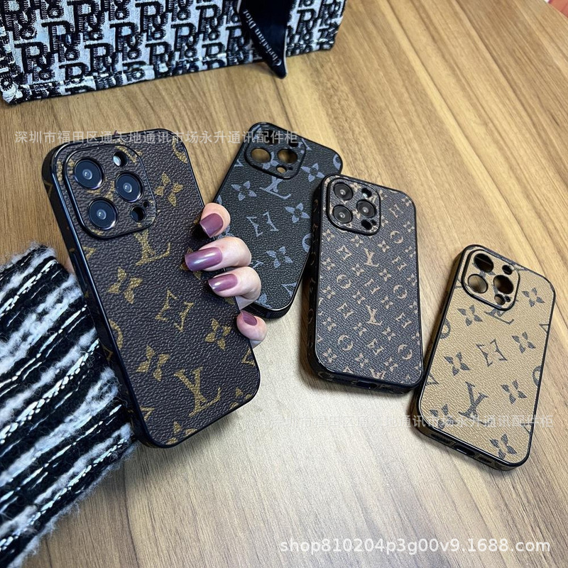 Luxurious Leather Hard Case Suitable for Iphone17Promax Mobile Phone Case Apple 16/15Pro Protective Case Hot Model 12