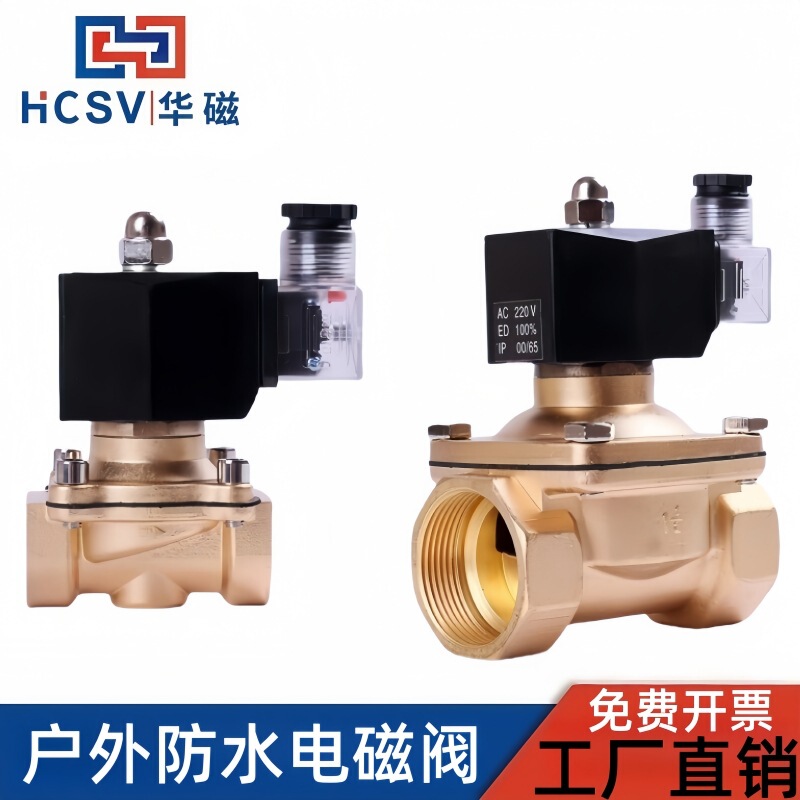 Outdoor Waterproof Non-Heating Normally Closed Solenoid Valve 220V Brass Control Switch 24V Water Valve 4 Points 6 Points Dn15203