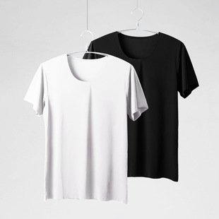 Summer Ice Silk Seamless Men's Short-sleeved White T-shirt Round Neck Half-sleeve Upper Clothes Thin Base Shirt Slim-fit Underwear