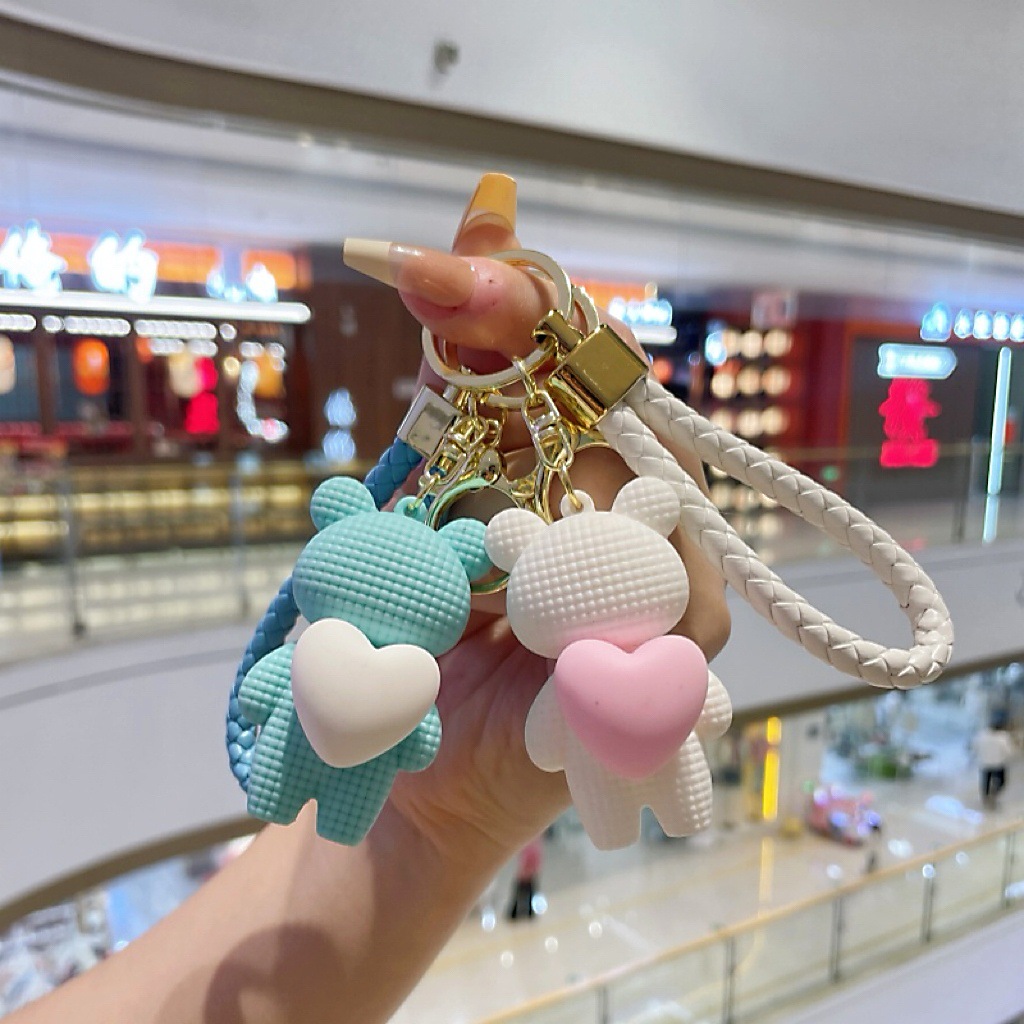 Peluche a forma di cuore con orsetto per bambine, ciondolo carino con squisita celebrità di Internet, decorazione per zaino, portachiavi per auto_voghion.com