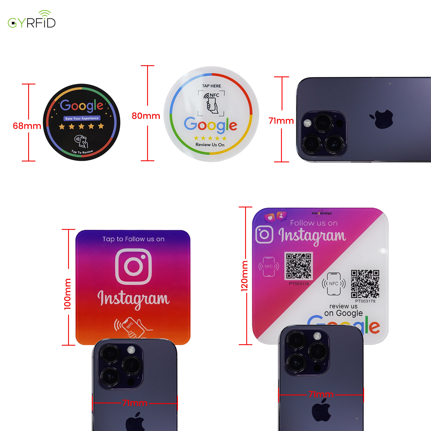 Tabla acrílica NFC tarjeta de comentarios Google NTAG215 chip NFC tarjeta de comidas teléfono móvil toque salto image 3